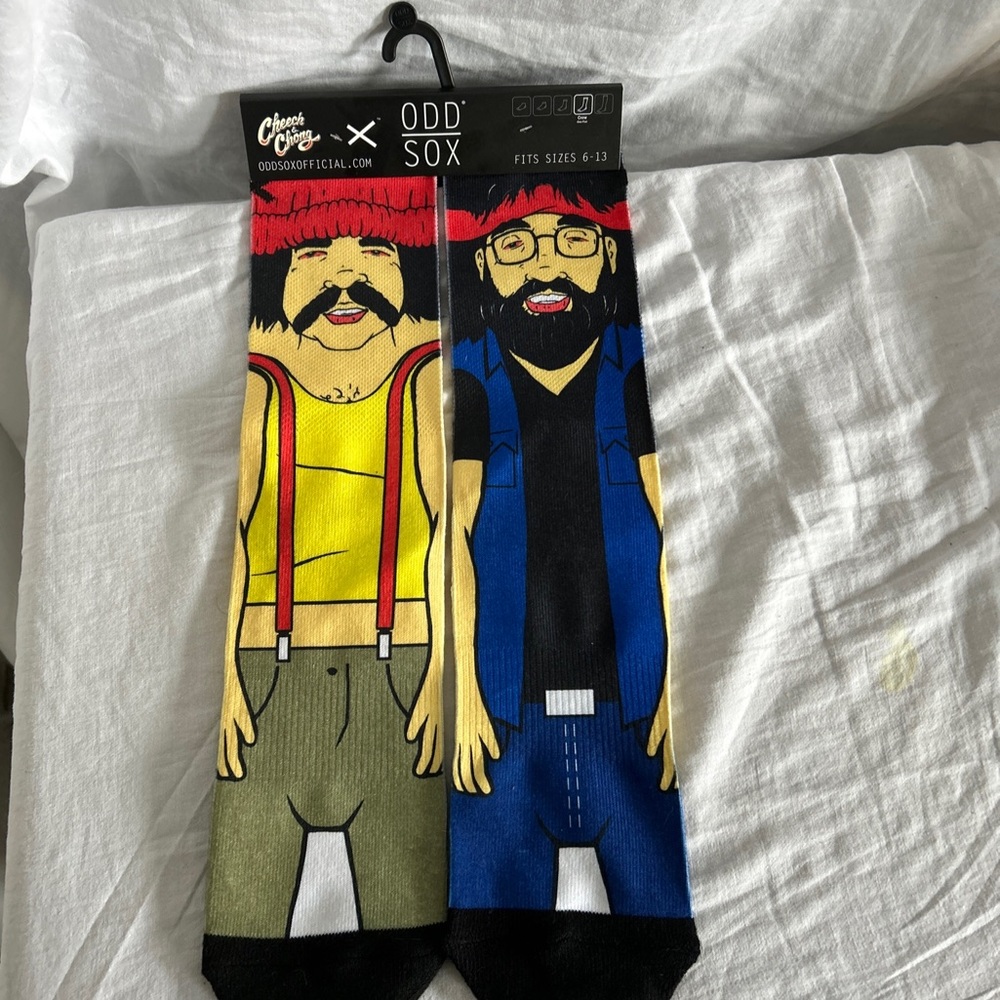 Odd Sox Cheech and Chong Crew Socks Men Size 6-13 Funny Stoner Gift New With Tag